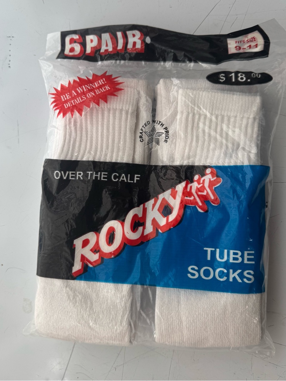 Vtg ROCKY Over The Calf Tube Socks 6 Pairs Shoe Size 9-11 NIB Cotton Blend